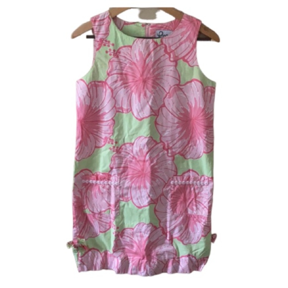 Lilly Pulitzer Vintage White Label Jumbo Hibiscus Shift Dress Size 4
